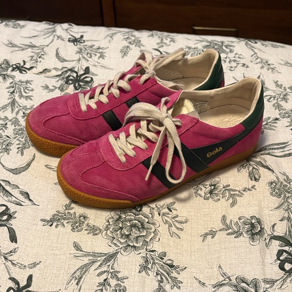 Gola Elan Sneakers - Women's Pink and Green Suede Sneakers - Picture 3 of 6